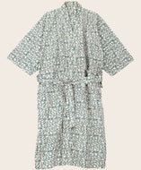 Kimono en coton imprimé au bloc à la main motif floral vert