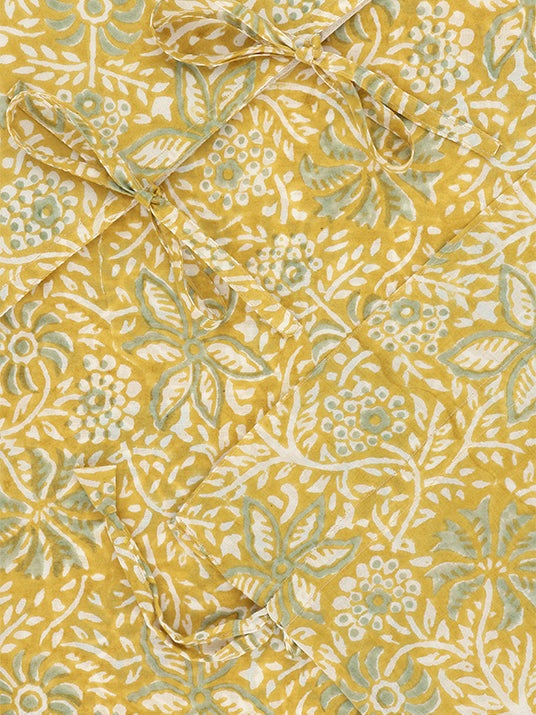 Set de taies d'oreiller jaune imprimé au bloc