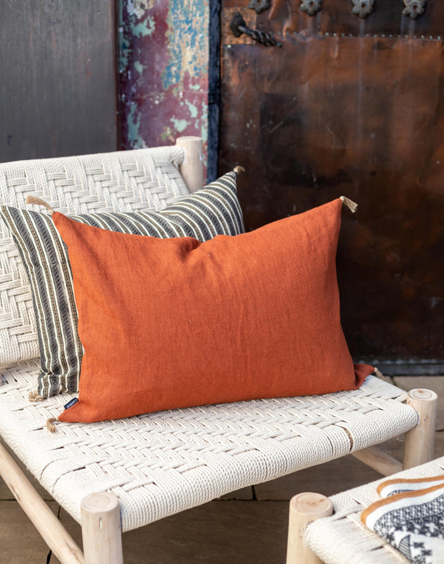 Fauteuil végétal en eucalyptus et coton tressé blanc  