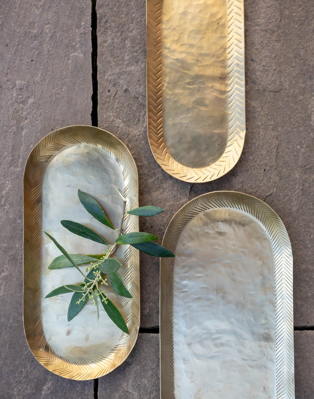 Set de 3 plateaux gigognes Dana en laiton massif dorés