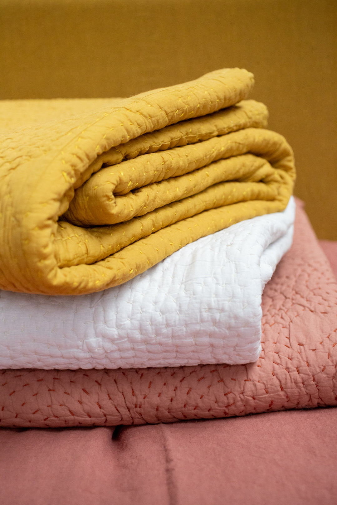 Couvre-lit haute gamme en coton bicolore