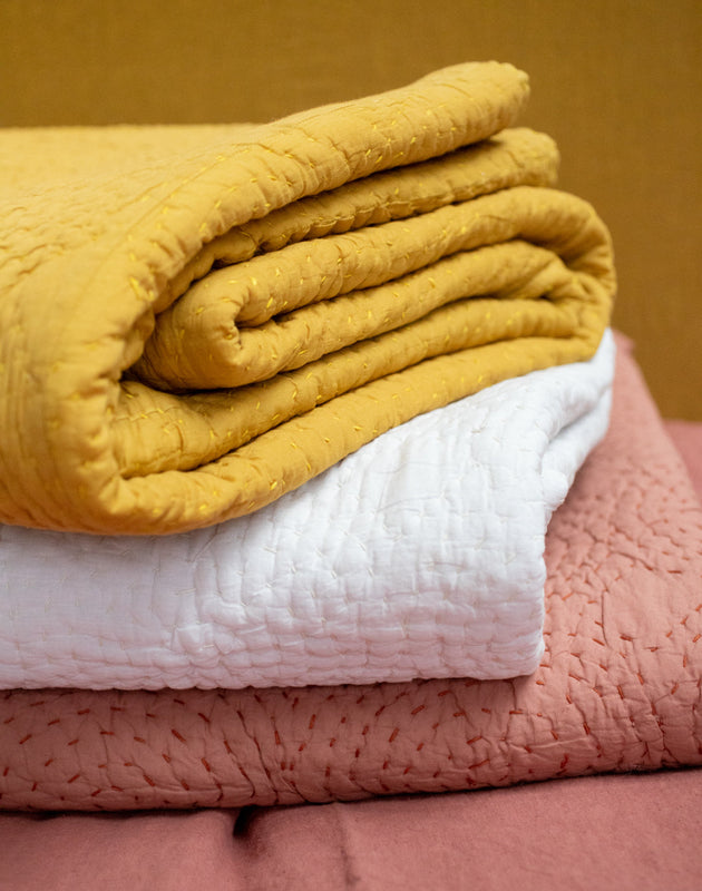 Couvre-lit haute gamme en coton bicolore