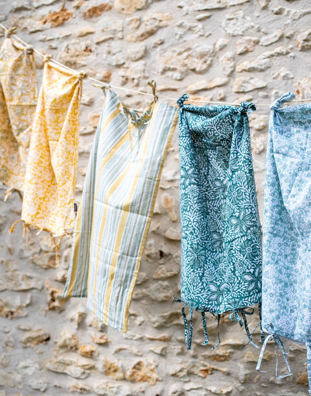 Set de 2 taies d'oreiller en coton imprimé au bloc