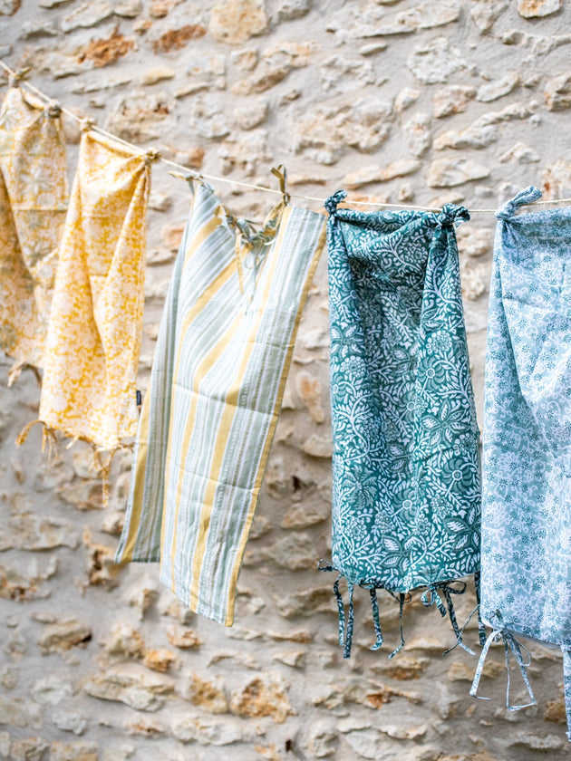 Set de 2 taies d'oreiller en coton imprimé au bloc