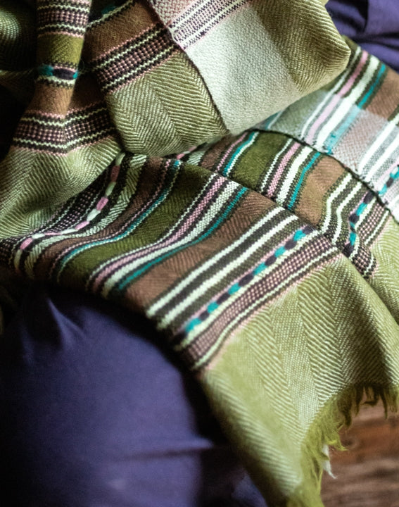 Écharpe en pashmina et laine de yack Hima vert