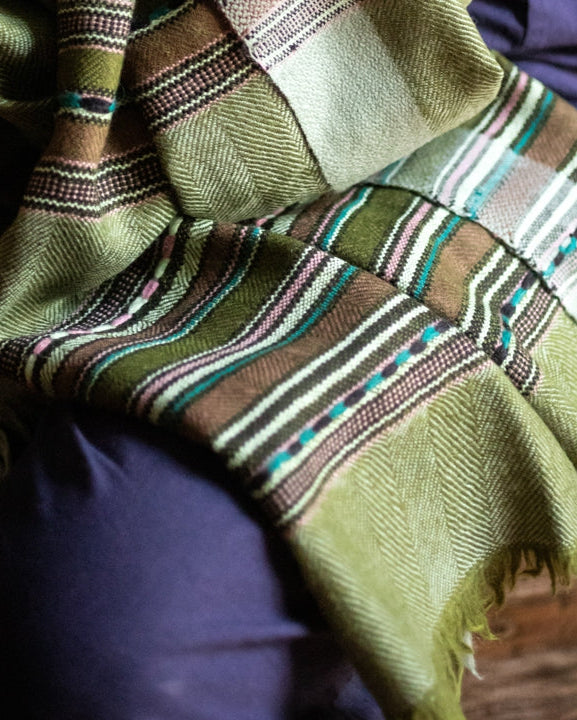 Écharpe en pashmina et laine de yack Hima vert
