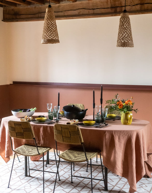 Nappe de table de salle à manger Selena en lin lavé couleur sepia