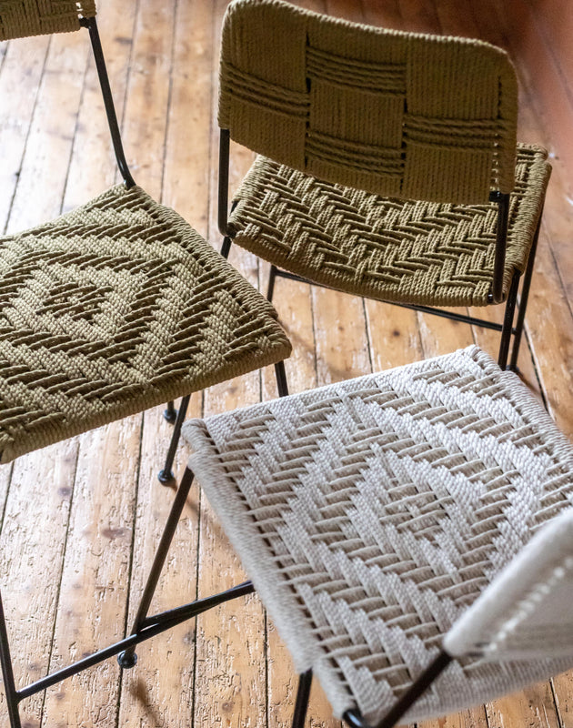 Trois chaises hautes en coton tressé Murgi