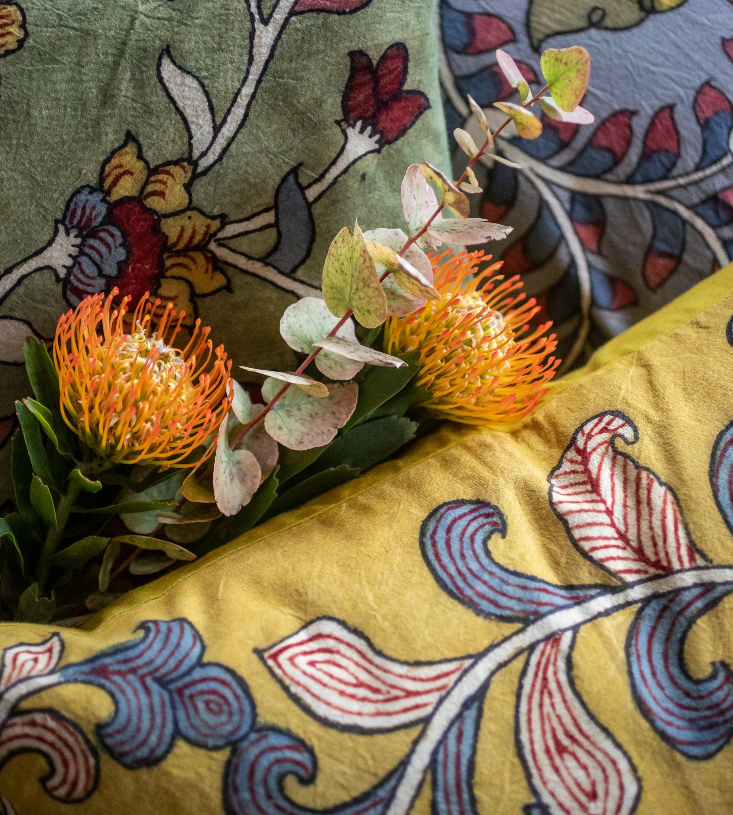 Housse de coussin Kalamkari