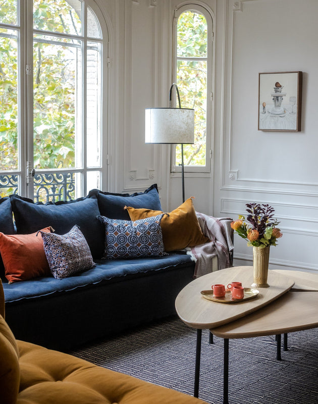 Plaid pour canapé en laine couleur café Lena