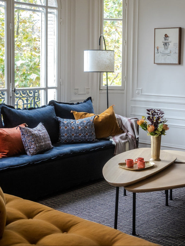 Plaid pour canapé en laine couleur café Lena