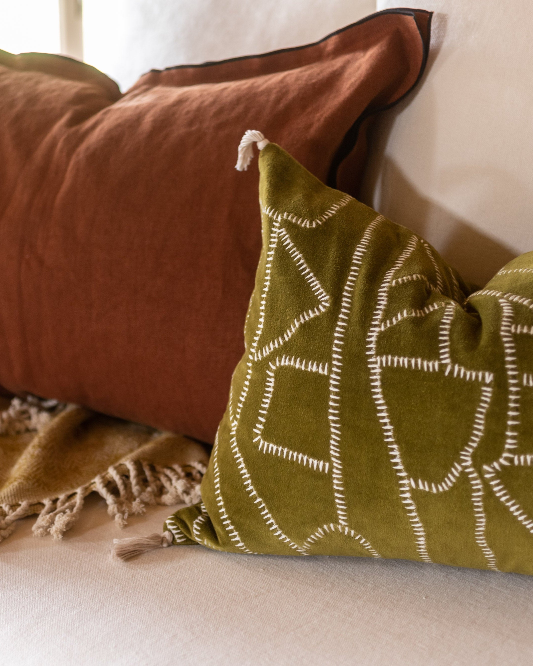 Ensemble de coussins en velours de coton Jody