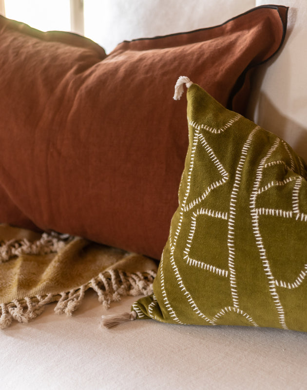 Ensemble de coussins en velours de coton Jody