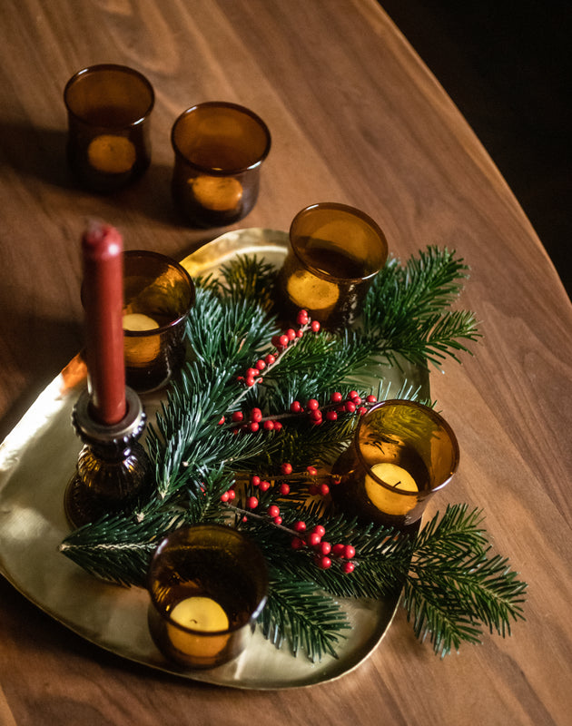 Petit plateau en laiton doré Ema