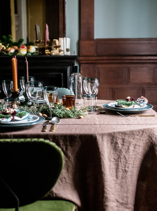 Nappe pour table de salle à manger Noé en lin lavé couleur café