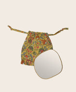 ensemble mini miroir Ame en laiton doré serti main