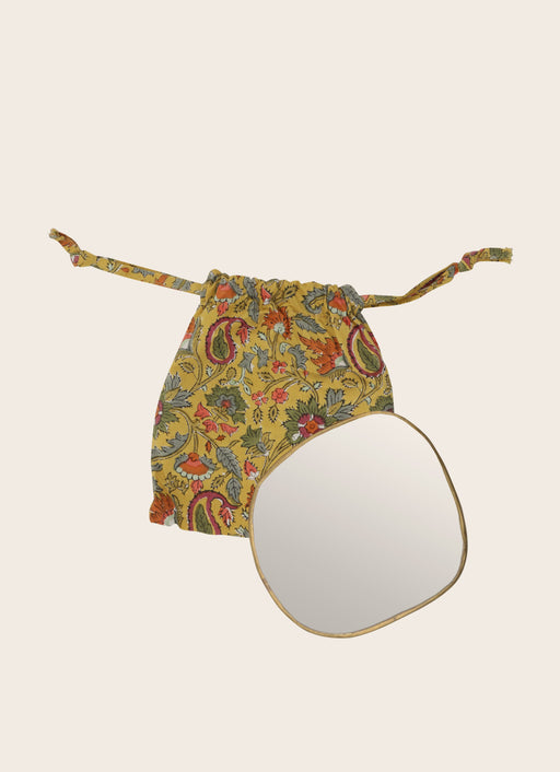 ensemble mini miroir Ame en laiton doré serti main