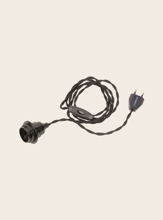 Electrification noire pour applique murale avec un câble torsadé de 2 m et interrupteur