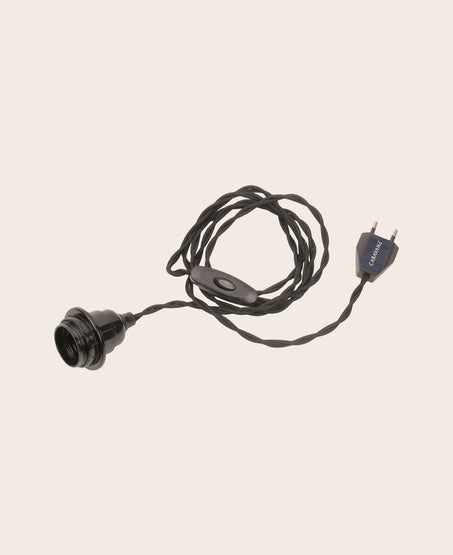 Electrification noire pour applique murale avec un câble torsadé de 2 m et interrupteur