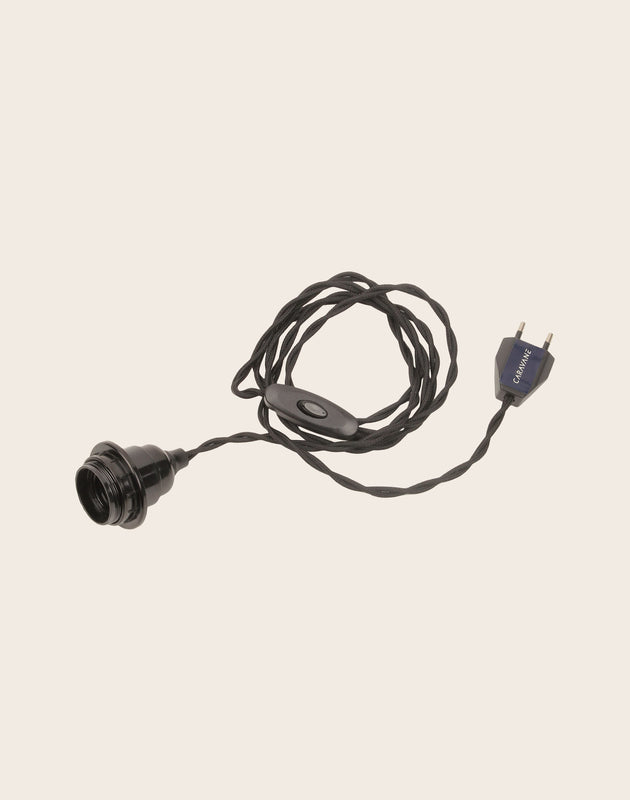 Electrification noire pour applique murale avec un câble torsadé de 2 m et interrupteur