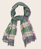 Echarpe verte avec des rayures colorées en coton