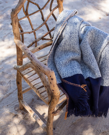 Plaid tissé à la main en laine et coton