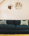 Inspiration de salon avec un canapé vintage bleu