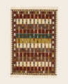 Grand Tapis Tihya en laine à motifs marron, ivoire et terracotta avec des franges aux deux extrémités