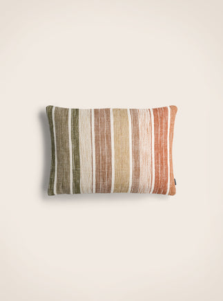 Packshot coussin Siroko à rayures en coton, lin et viscose