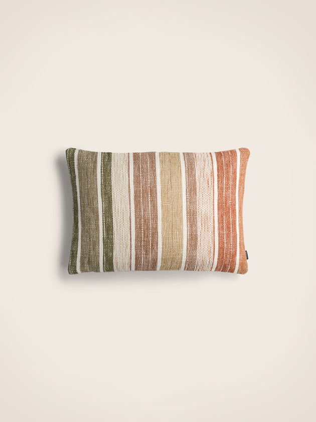 Packshot coussin Siroko à rayures en coton, lin et viscose