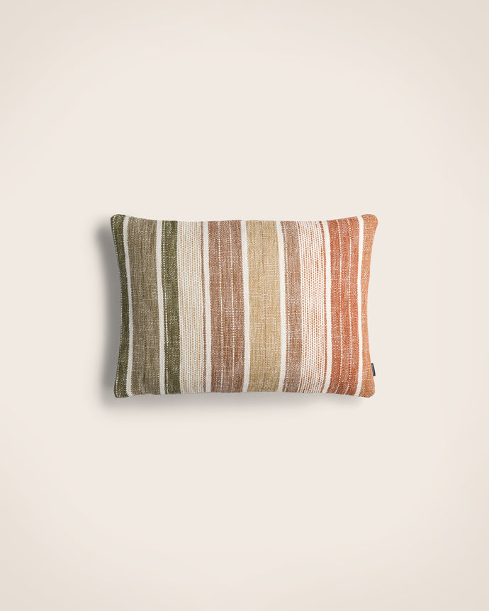 Packshot coussin Siroko à rayures en coton, lin et viscose