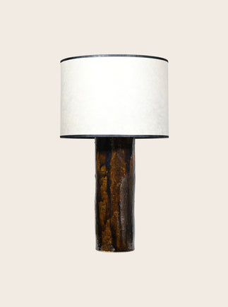 Pied de lampe à poser en Céramique Gaia créé en collaboration avec Grès Editions et son abat-jour en papier Leo