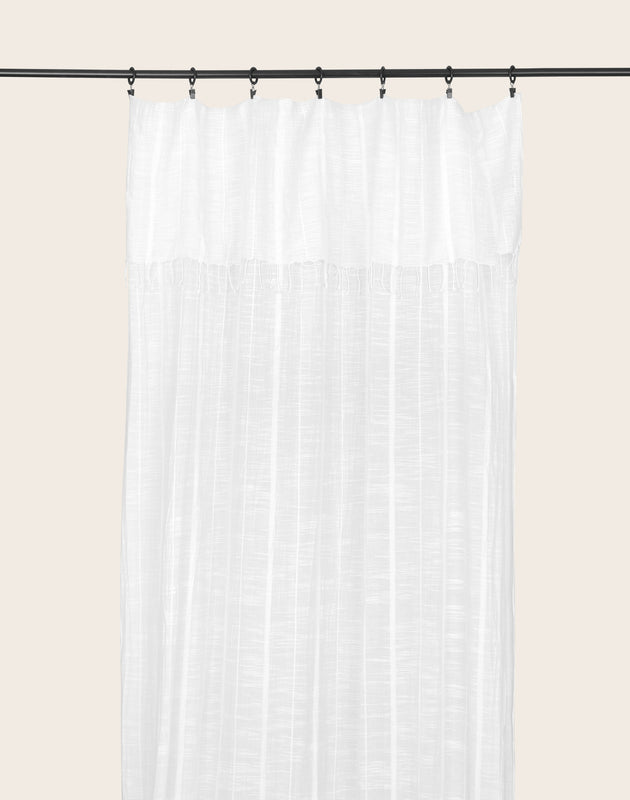 Rideau Jari en khadi de coton biologique couleur blanc cassé avec franges