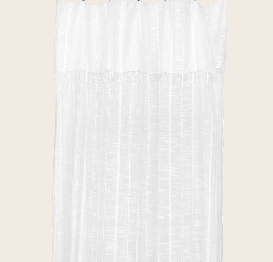 Rideau Jari en khadi de coton biologique couleur blanc cassé avec franges