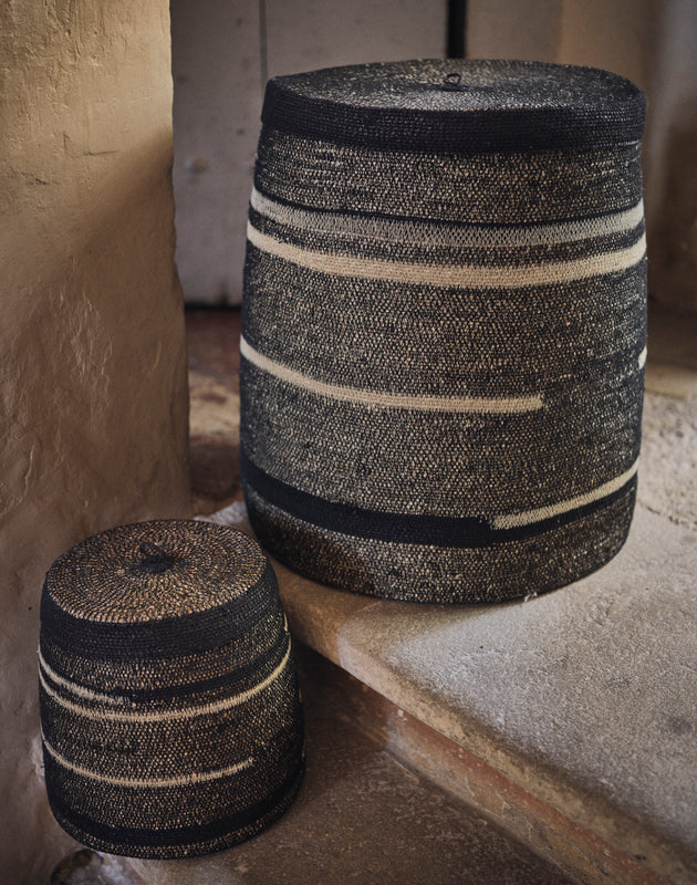 Ensemble de deux panier de rangement Tonka en jonc de mer et coton