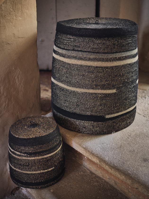 Ensemble de deux panier de rangement Tonka en jonc de mer et coton