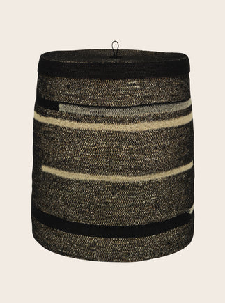 Panier Tonka grand format en jonc de mer et coton au motif effet chiné