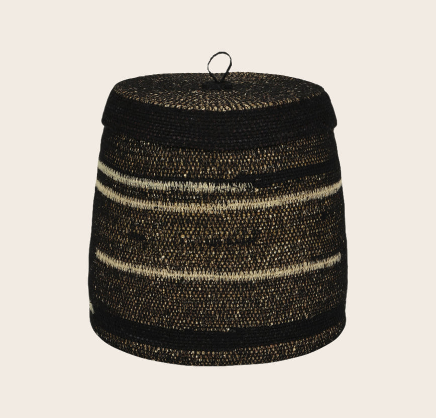 Petit format du panier Tonka en jonc de mer et coton