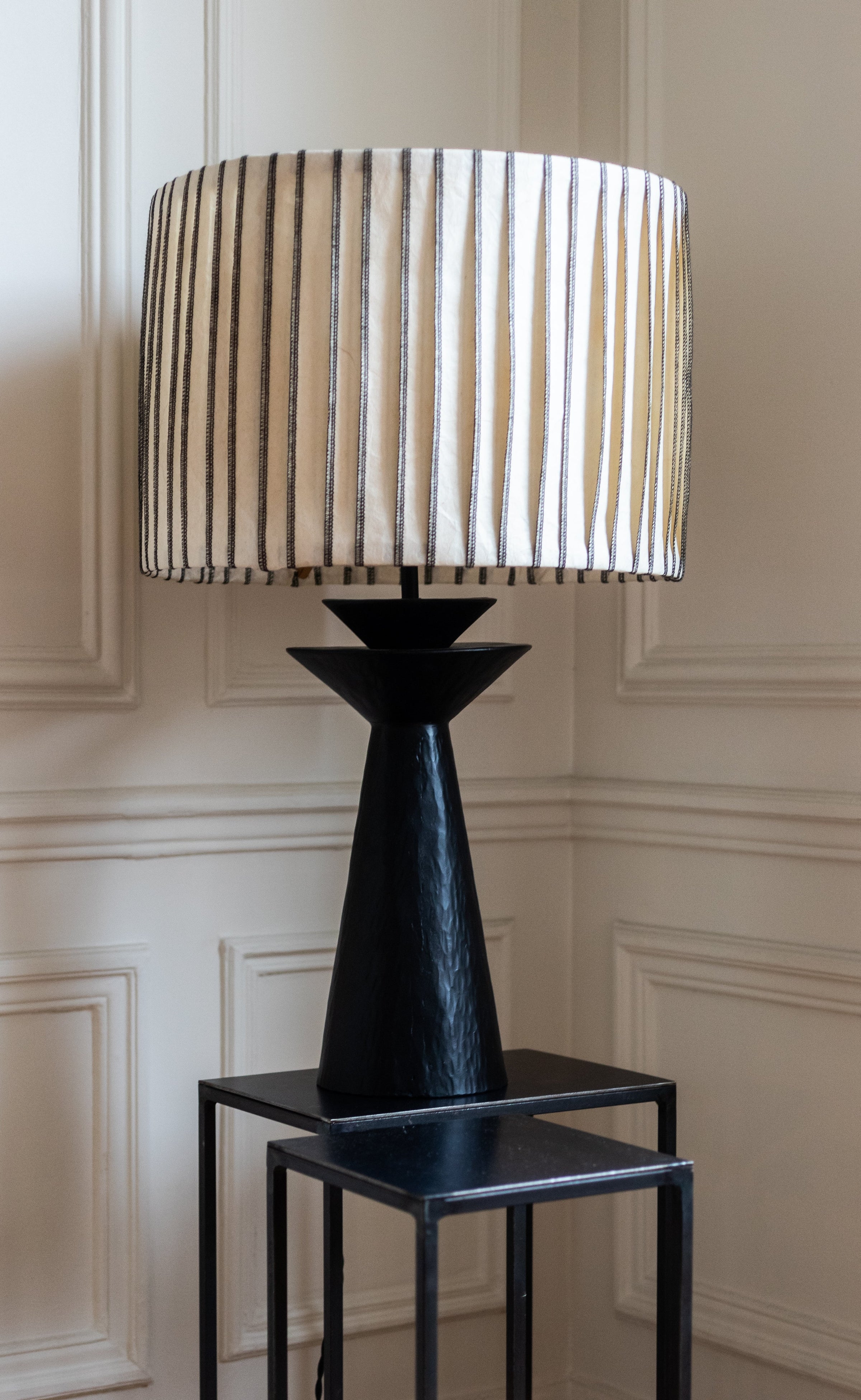 Pied de lampe Rosha avec abat jour Baco en papier