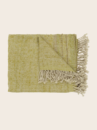 Plaid Tasar à motif chevron en coton et soie de bananier