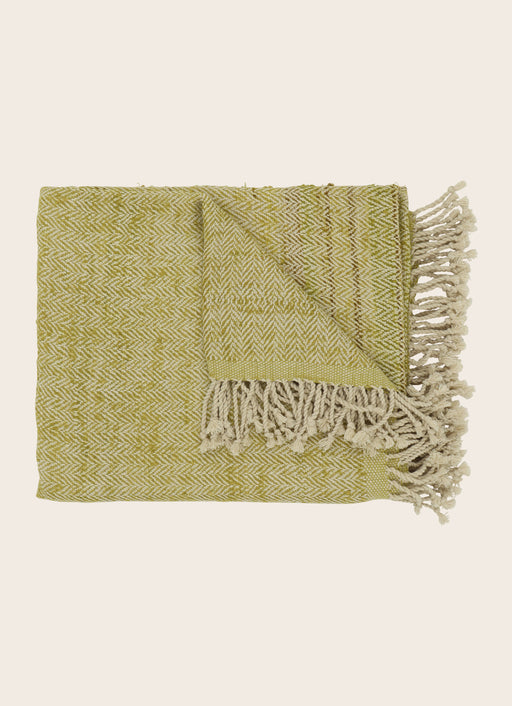 Plaid Tasar à motif chevron en coton et soie de bananier