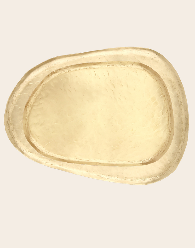 Elegant plateau décoratif en laiton doré Ema