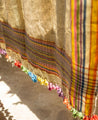 Rideau Dupatta en coton biologique à pompons colorés arc-en-ciel