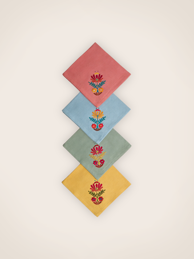 Set of 4 Rosaly embroidered napkins