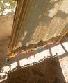 Rideau Dupatta en coton biologique et ses pompons colorés