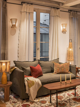 Rideau Luma en lin avec son bourdon noir au pourtour