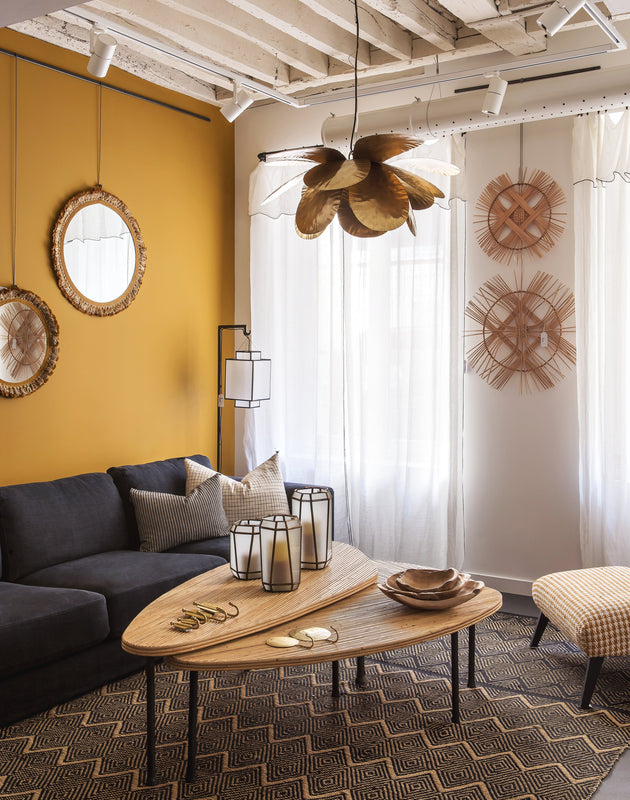 Rideau en lin Epoca avec un bourdon noir