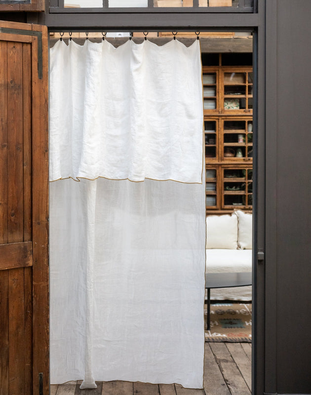 Rideau Epoca en lin texturé avec bourdon couleur Havane