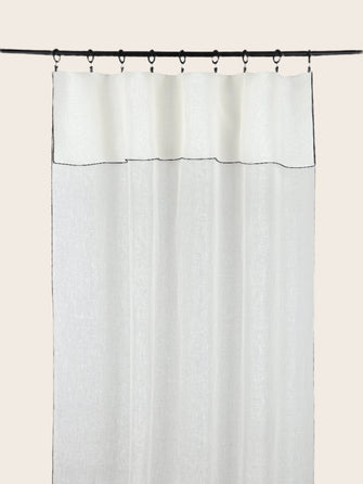 Rideau Canigo en lin couleur Neige avec bourdon noir