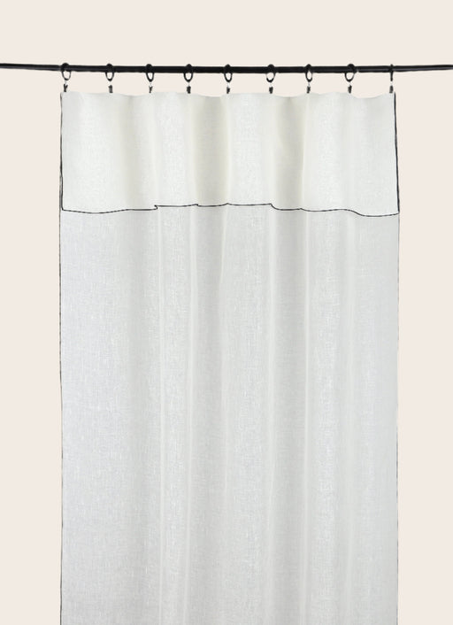 Rideau Canigo en lin couleur Neige avec bourdon noir